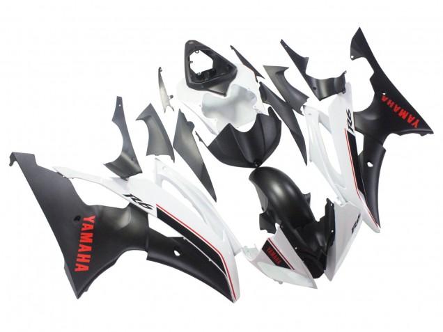 Carenados Moto Yamaha YZF 600 R6 2008-2016 - Blanco Negro Mate Rojo Calcomanías