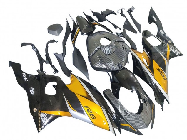 Carenados Moto Yamaha YZF 600 R6 2017-2023 - Oro Negro FibraCarbono