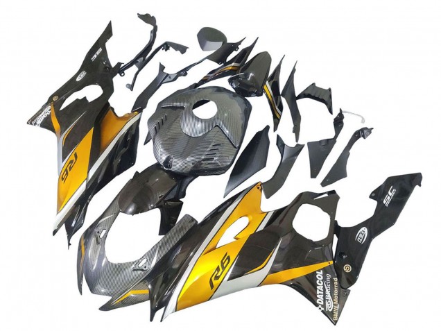 Carenados Moto Yamaha YZF 600 R6 2017-2023 - Oro Negro FibraCarbono