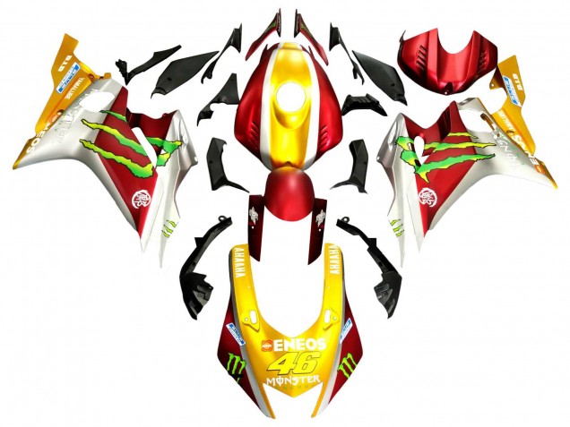 Carenados Moto Yamaha YZF 600 R6 2017-2023 - Oro Rojo Verde Monstruo