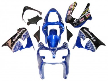 Carenados Moto Kawasaki ZX9R 2000-2001 - Azul Blanco Negro Brillante