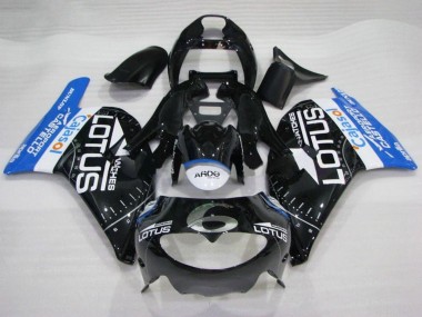 Carenados Moto Aprilia RS250 1995-1997 - Negro Brillante Blanco Azul Lotus