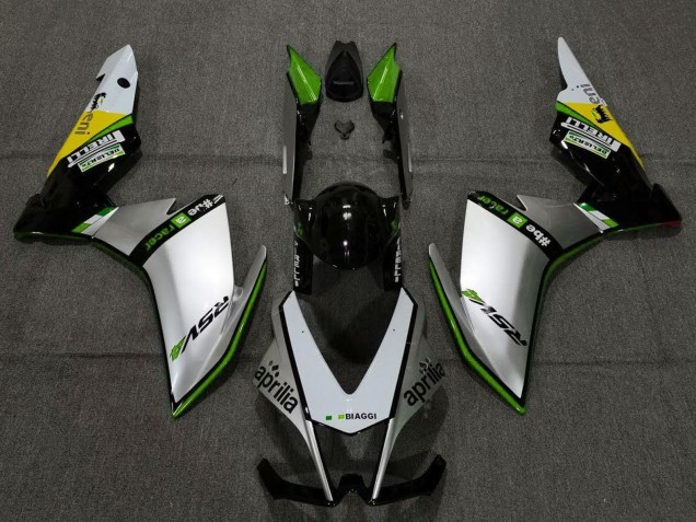 Carenados Moto Aprilia RSV4 1000 2009-2015 - Plata Negro Verde Amarillo