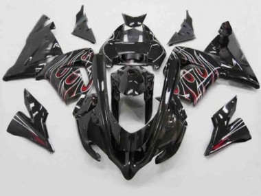 Carenados Moto Kawasaki ZX10R 2004-2005 - Negro Rojo Blanco Llama