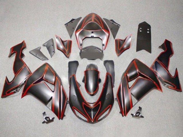 Carenados Moto Kawasaki ZX10R 2006-2007 - Negro Mate Rojo Pinstripe