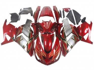 Carenados Moto Kawasaki ZX14R ZZR1400 2006-2011 - Rojo Plata Negro Oro