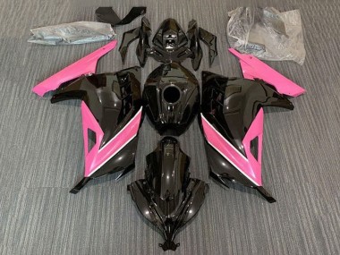 Carenados Moto Kawasaki EX300 2013-2024 - Negro Brillante Rosa Blanco Raya