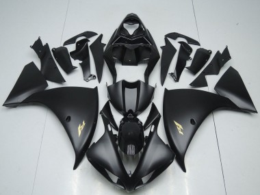 Carenados Moto Yamaha YZF R1 2012-2014 - Negro Brillante Negro Mate Oro Calcomanías