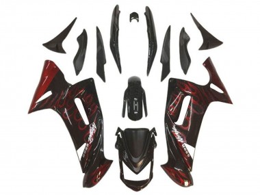 Carenados Moto Kawasaki Ninja 650 EX650 2006-2008 - Negro Brillante Rojo Llama