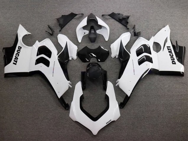 Carenados Moto Ducati Panigale V4 V4S 2020-2021 - Blanco Brillante Negro Brillante