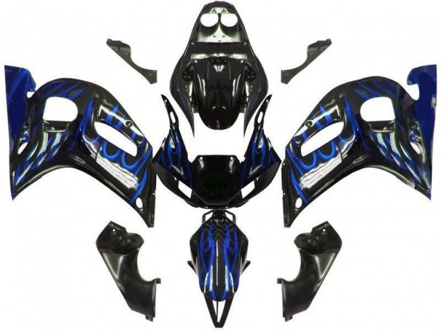 Carenados Moto Yamaha YZF 600 R6 1998-2002 - Negro Brillante Azul Llama