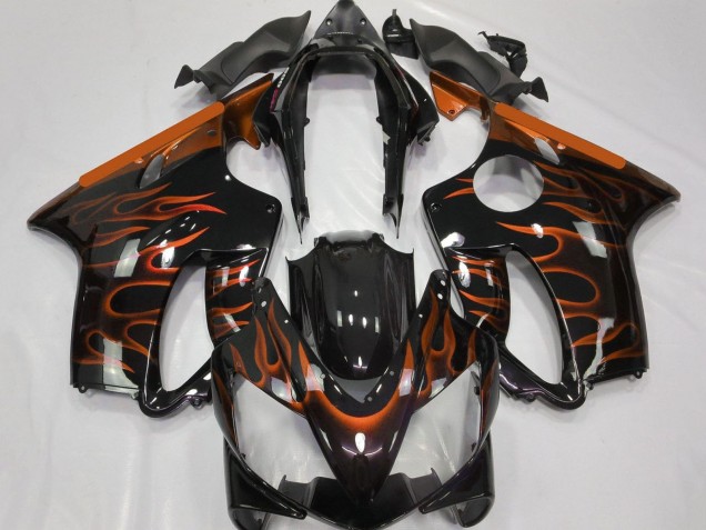 Carenados Moto Honda CBR600 F4i 2004-2007 - Negro Brillante Naranja Llama