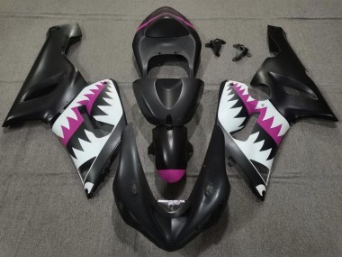 Carenados Moto Kawasaki ZX6R 2005-2006 - Negro Mate Blanco Rosa Tiburón