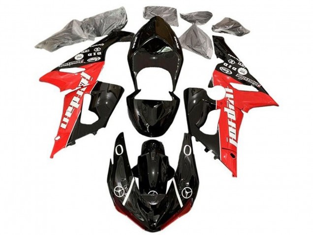 Carenados Moto Kawasaki ZX6R 2005-2006 - Negro Brillante Rojo Blanco Jordan