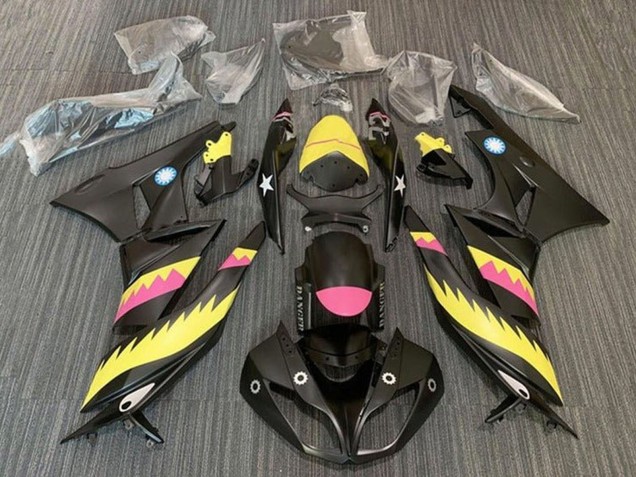 Carenados Moto Kawasaki ZX6R 2009-2012 - Amarillo Rosa Negro Mate Tiburón