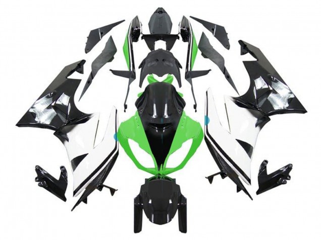 Carenados Moto Kawasaki ZX6R 2009-2012 - Verde Blanco Negro Brillante