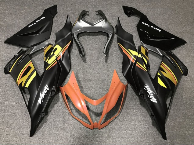 Carenados Moto Kawasaki ZX6R 2013-2018 - Negro Mate Naranja Oro