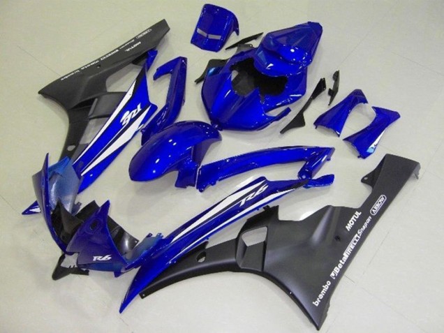 Carenados Moto Yamaha YZF R6 2006-2007 - Azul Blanco Negro Mate Motul