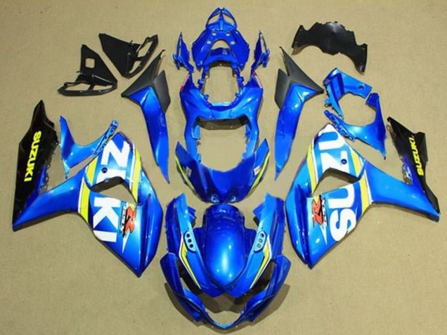 Carenados Moto Suzuki GSXR 1000 2009-2016 - Azul Blanco Amarillo Raya Negro