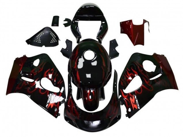 Carenados Moto Suzuki GSXR 600 / GSXR 750 1996-2000 - Negro Rojo Llama