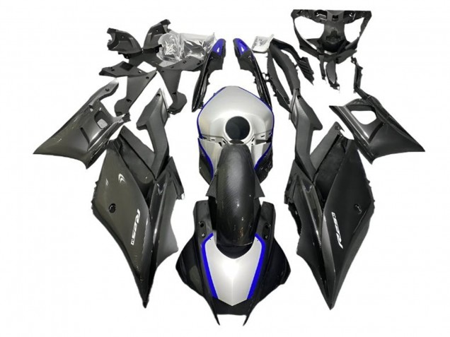 Carenados Moto Yamaha YZF R3/R25 2022-2024 - Plata Azul Negro FibraCarbono Estilo