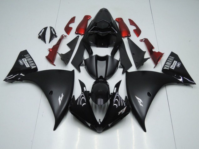 Carenados Moto Yamaha YZF 1000 R1 2009-2011 - Negro Brillante Negro Mate Blanco Calcomanía Rojo