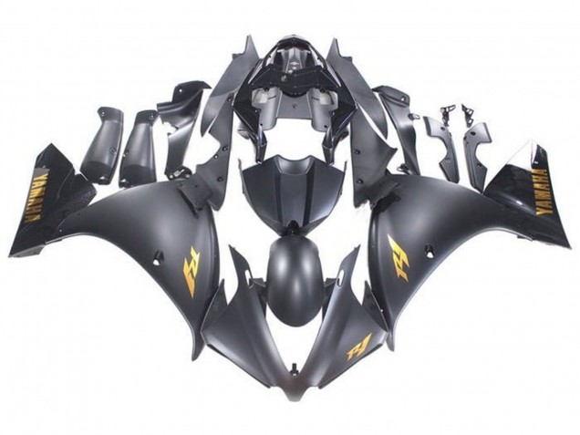 Carenados Moto Yamaha YZF 1000 R1 2009-2011 - Negro Mate Oro Calcomanías