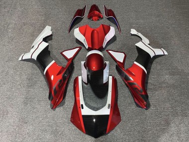 Carenados Moto Yamaha YZF 1000 R1 2015-2019 - Blanco Rojo Falso FibraCarbono