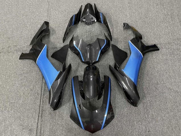 Carenados Moto Yamaha YZF 1000 R1 2015-2019 - Falso FibraCarbono Azul Claro