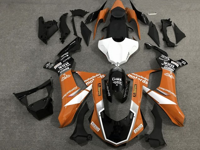 Carenados Moto Yamaha YZF 1000 R1 2015-2019 - Naranja Blanco Negro Brillante