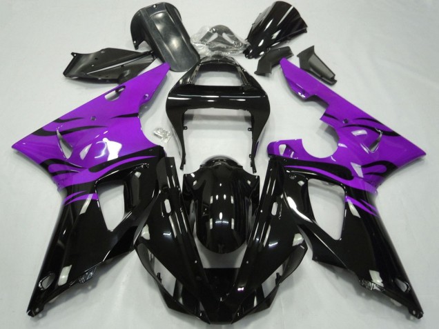 Carenados Moto Yamaha YZF 1000 R1 2000-2001 - Púrpura Negro Brillante Llama