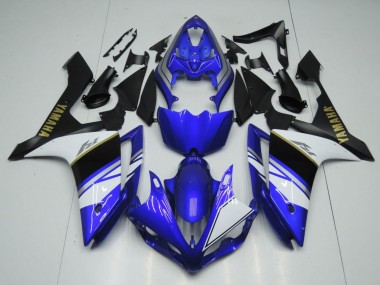 Carenados Moto Yamaha YZF 1000 R1 2007-2008 - Azul Blanco Negro Oro Calcomanía