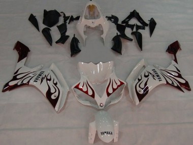Carenados Moto Yamaha YZF 1000 R1 2007-2008 - Blanco Rojo Negro Llama