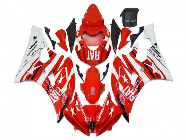 Carenados Moto Yamaha YZF R6 2006-2007 - Blanco Rojo Fiat Estrella Michelin Motul