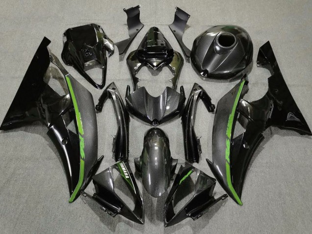 Carenados Moto Yamaha YZF R6 2008-2016 - Negro FibraCarbono Estilo Verde