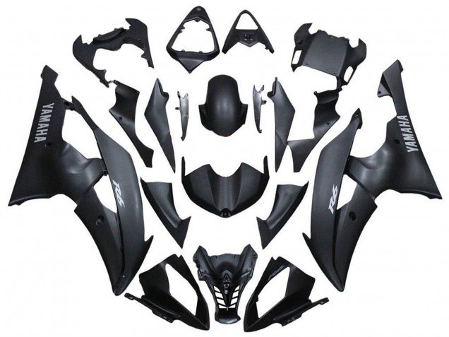 Carenados Moto Yamaha YZF R6 2008-2016 - Negro Mate Plata Calcomanías