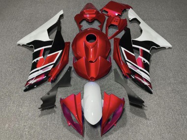Carenados Moto Yamaha YZF R6 2008-2016 - Blanco Rojo Negro Brillante Raya
