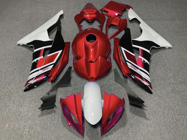 Carenados Moto Yamaha YZF R6 2008-2016 - Blanco Rojo Negro Brillante Raya