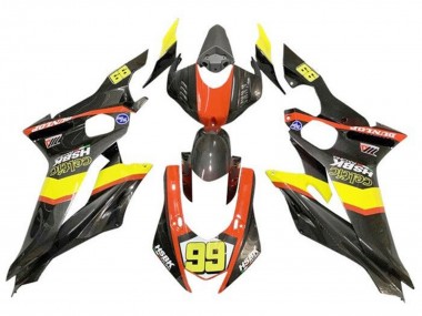 Carenados Moto Yamaha YZF R6 2017-2023 - Amarillo Naranja Negro Falso FibraCarbono