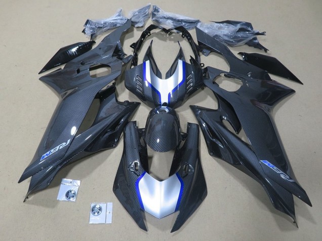 Carenados Moto Yamaha YZF R6 2017-2023 - Plata Azul Negro Falso FibraCarbono