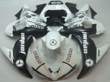 Carenados Moto Yamaha YZF R6 2005 - Blanco Negro Brillante Jordan Dunlop