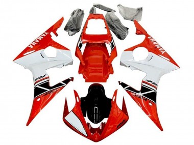 Carenados Moto Yamaha YZF R6 2003-2004 - Rojo Blanco Negro Brillante Raya