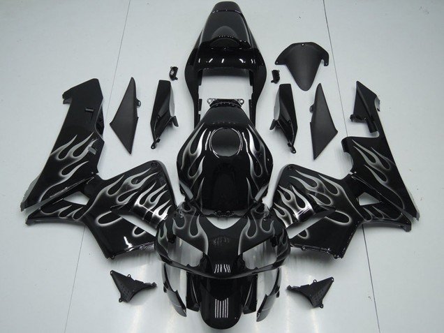 Carenados Moto Honda CBR600RR 2005-2006 - Negro Brillante Plata Llama