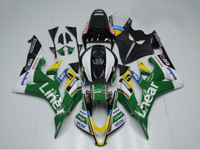 Carenados Moto Honda CBR600RR 2007-2008 - Verde Blanco Negro Brillante Línear