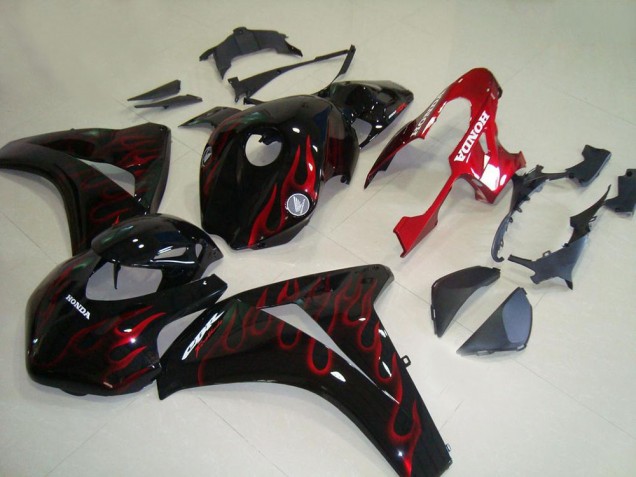 Carenados Moto Honda CBR1000RR 2008-2011 - Negro Brillante Rojo Llama Carrera
