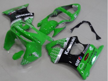Carenados Moto Kawasaki ZX6R 1998-1999 - Verde Blanco Plata Negro Brillante
