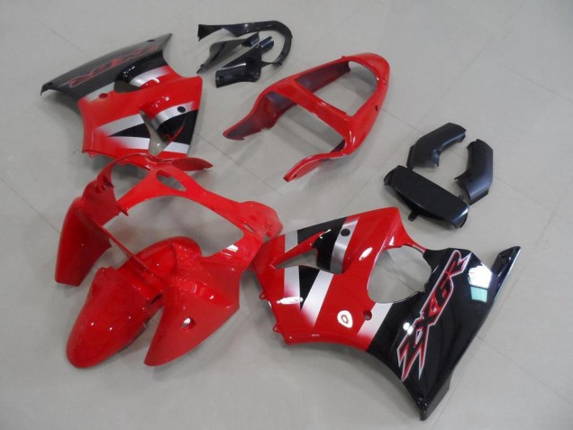 Carenados Moto Kawasaki ZX6R 2000-2002 - Rojo Plata Negro Brillante OEM Estilo