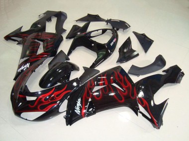 Carenados Moto Kawasaki ZX10R 2006-2007 - Negro Brillante Rojo Llama