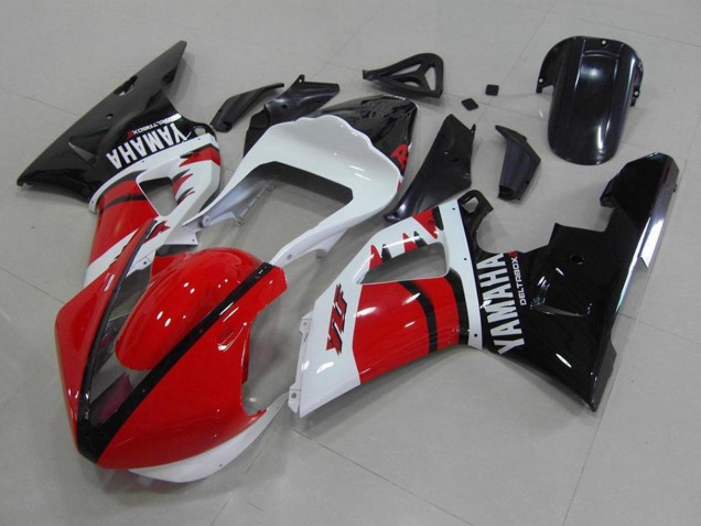 Carenados Moto Yamaha YZF R1 2000-2001 - Rojo Blanco Negro Brillante Carrera Versión