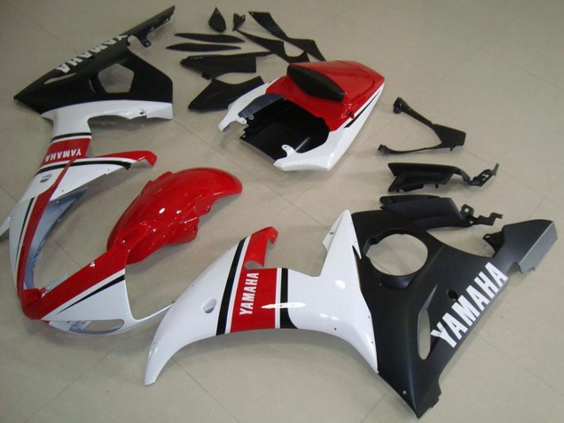 Carenados Moto Yamaha YZF R6 2003-2004 - Blanco Rojo Negro Mate
